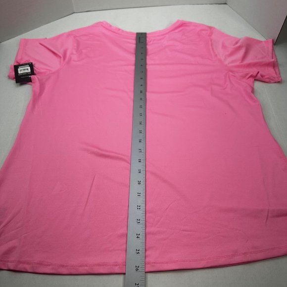 Athletic Works Womens Size XXL 20 Tee Shirt Stretch V-Neck Short Sleeve Pink New - Picture 13 of 13